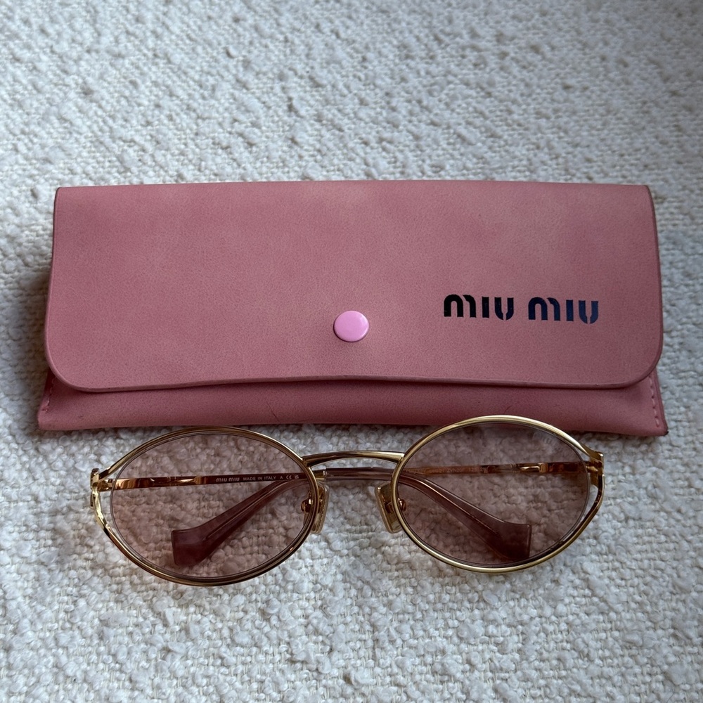 Miu Miu Gold and Pink Sunglasses